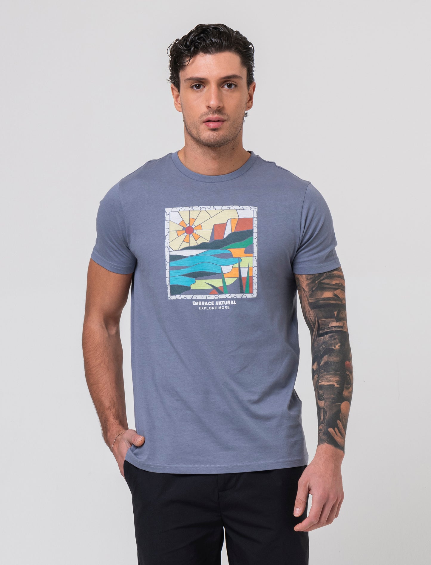 T-shirt con stampa effetto ricamo da uomo - CARTA DA ZUCCHERO