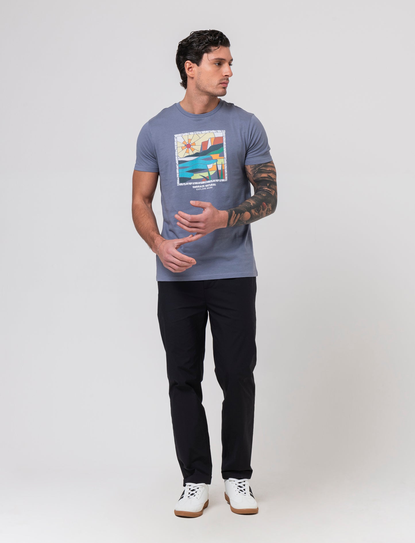 T-shirt con stampa effetto ricamo da uomo - CARTA DA ZUCCHERO