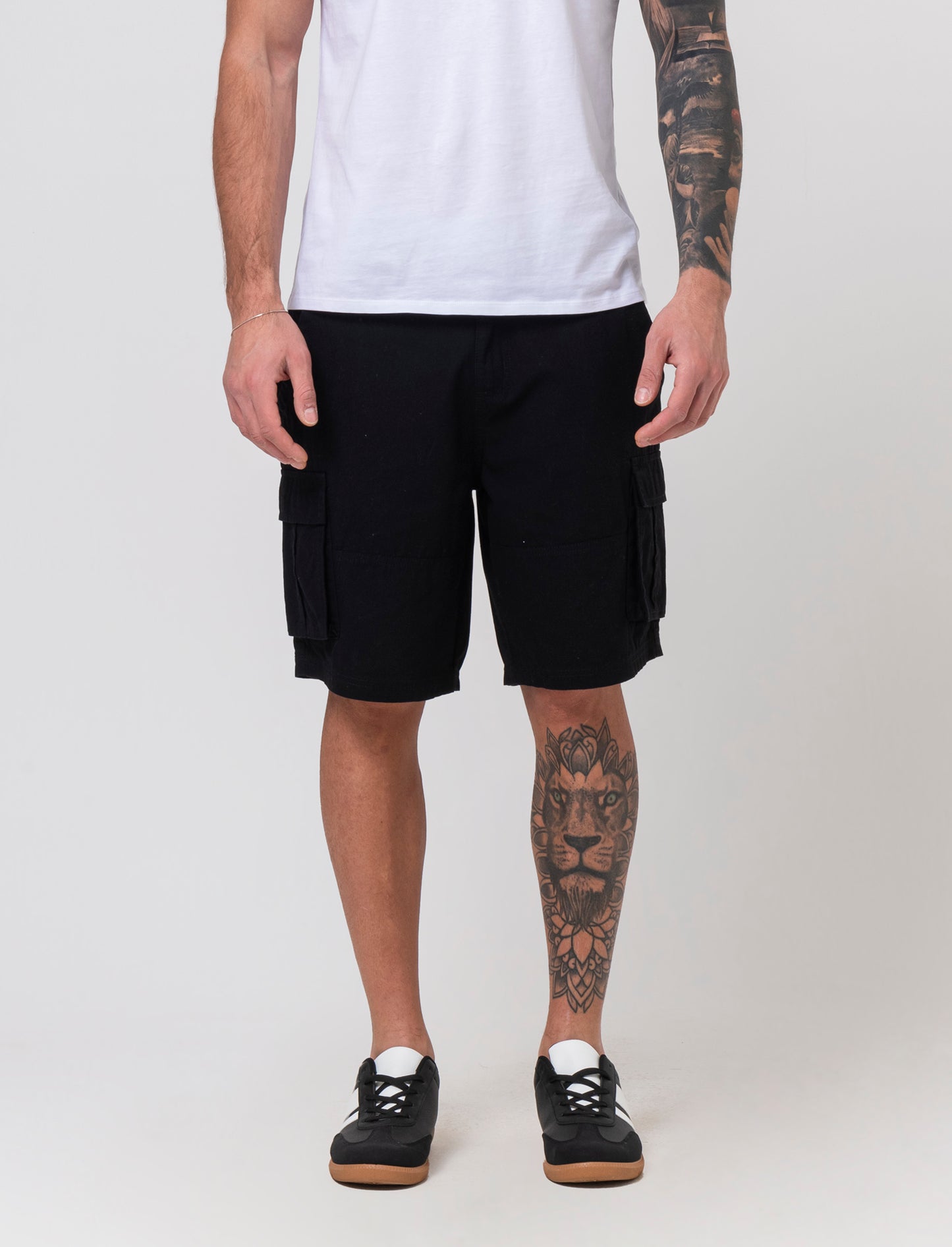 Bermuda cargo in tessuto ripstop da uomo - Nero