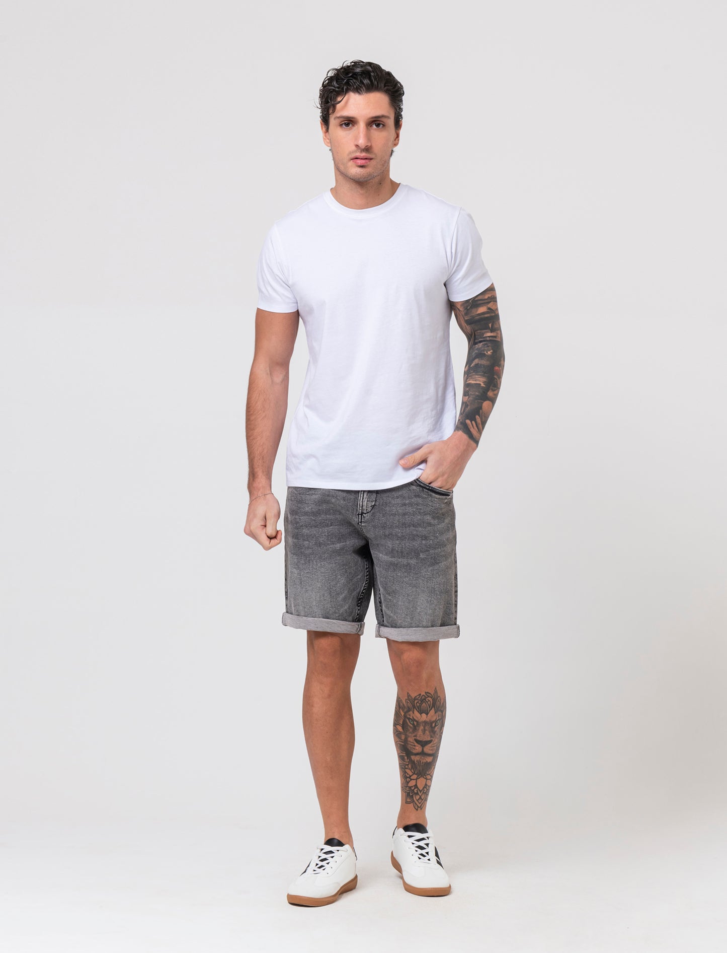 Bermuda jeans regular fit: da uomo - Grigio