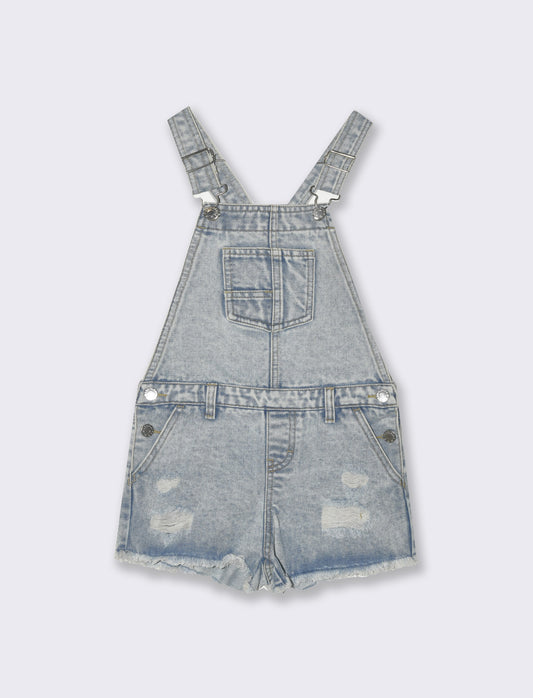 Salopette con shorts da bambina - Denim
