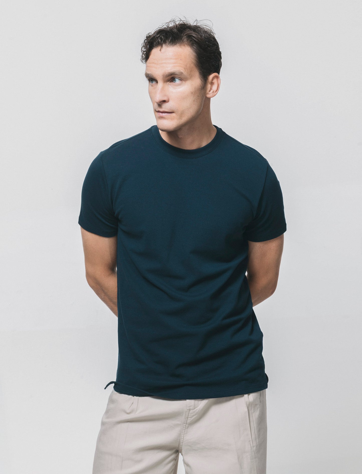 T-shirt girocollo in piquet premium - Blu