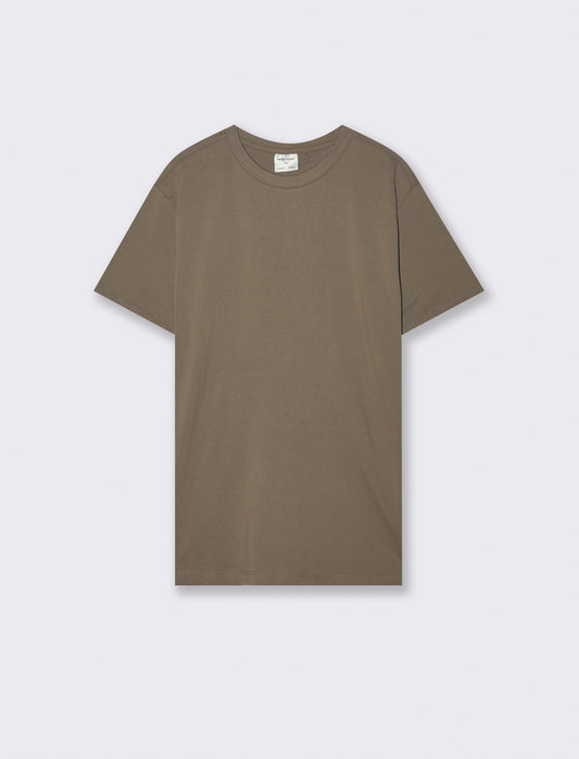 T-shirt girocollo in piquet premium - Grigio fango