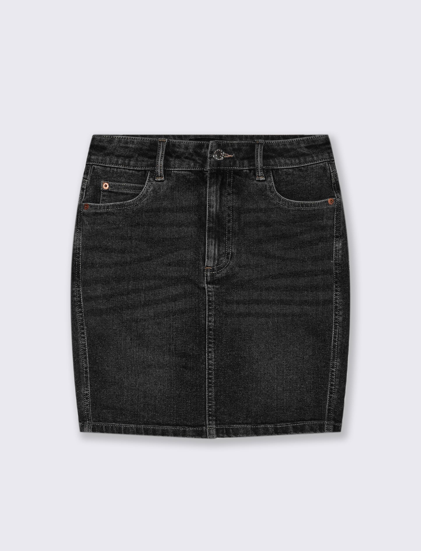 GONNA CORTA IN DENIM - Nero