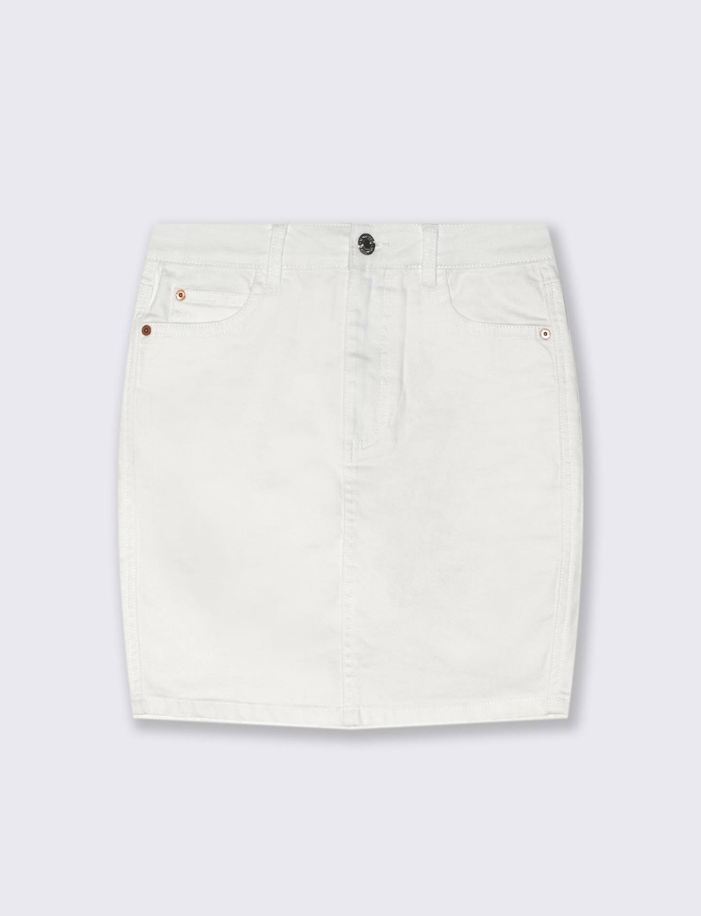 GONNA CORTA IN DENIM - Bianco