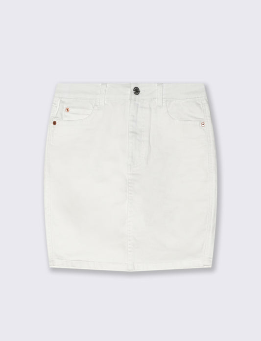 GONNA CORTA IN DENIM - Bianco