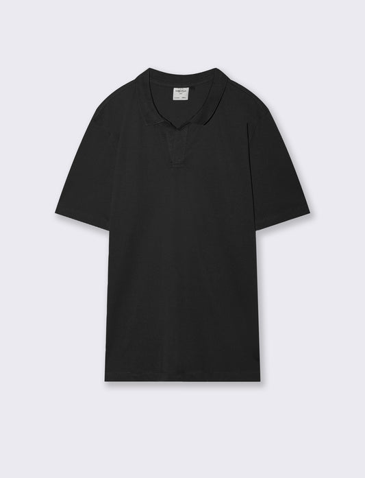 Polo in piquet elasticizzato premium - Nero