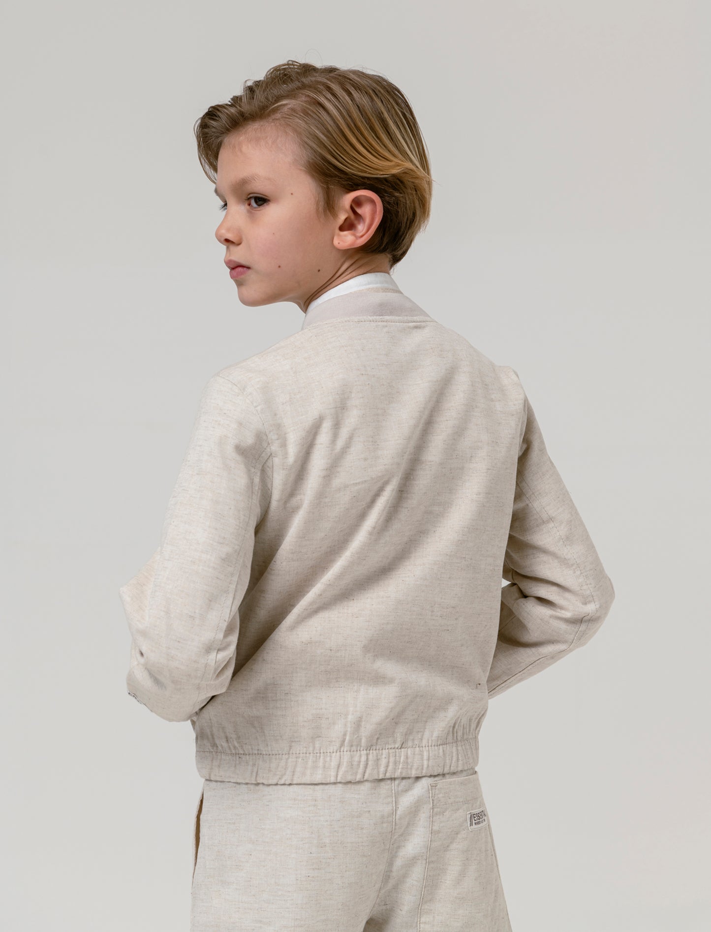 Bomber misto lino da bambino - Sabbia