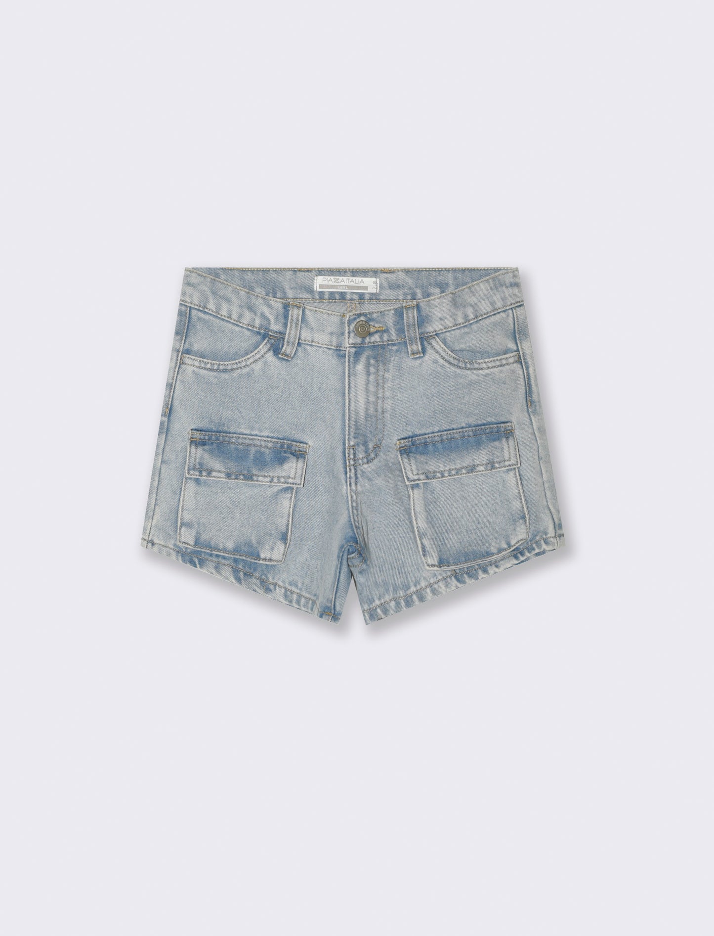 Shorts in jeans con tasconi da bambina - Denim chiaro