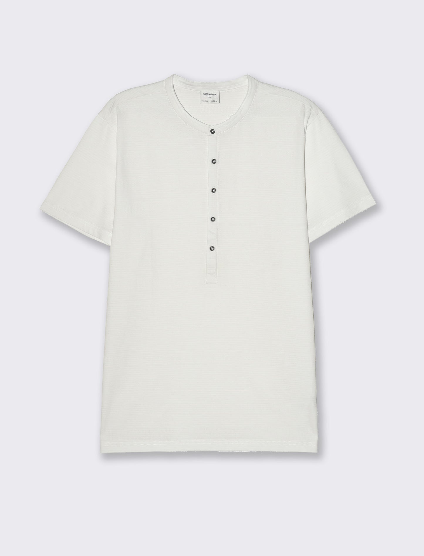 T-shirt serafino struttura jacquard da uomo - Bianco