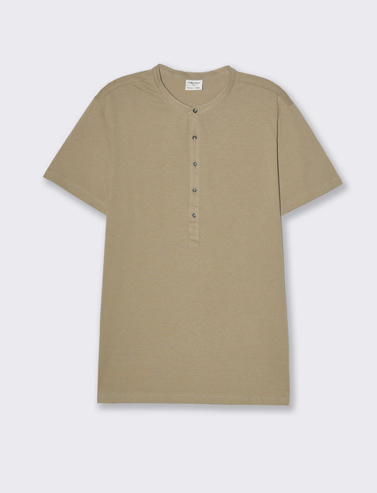 T-shirt serafino struttura jacquard da uomo - Verde salvia