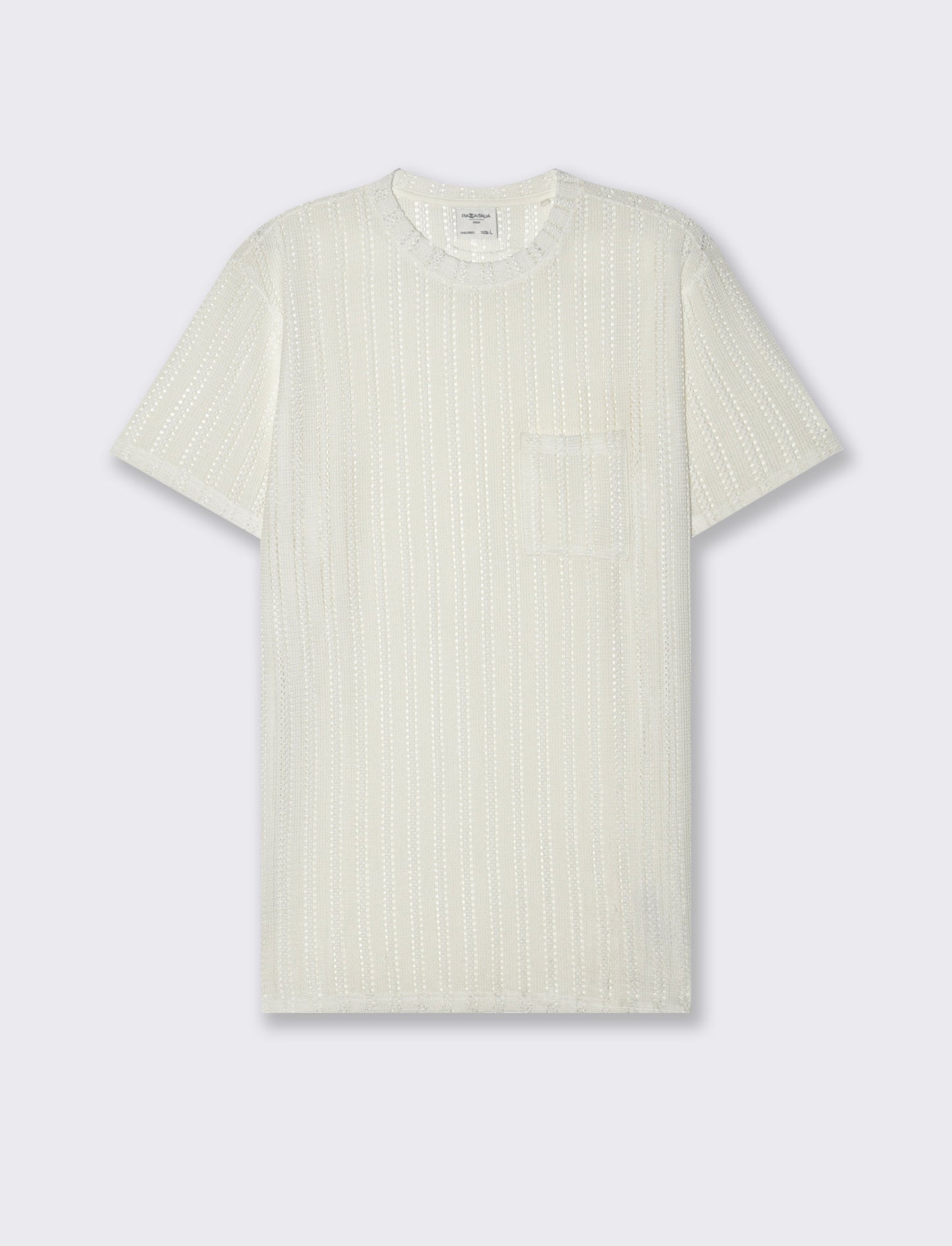 T-shirt in maglia crochet da uomo - Bianco