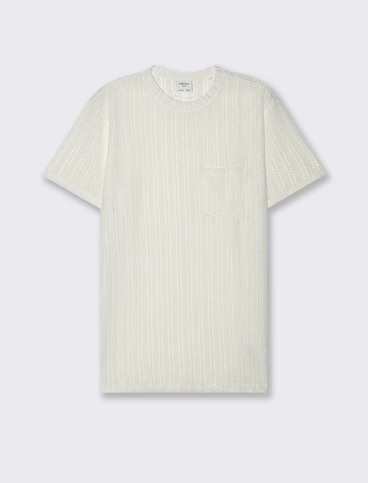 T-shirt in maglia crochet da uomo - Bianco