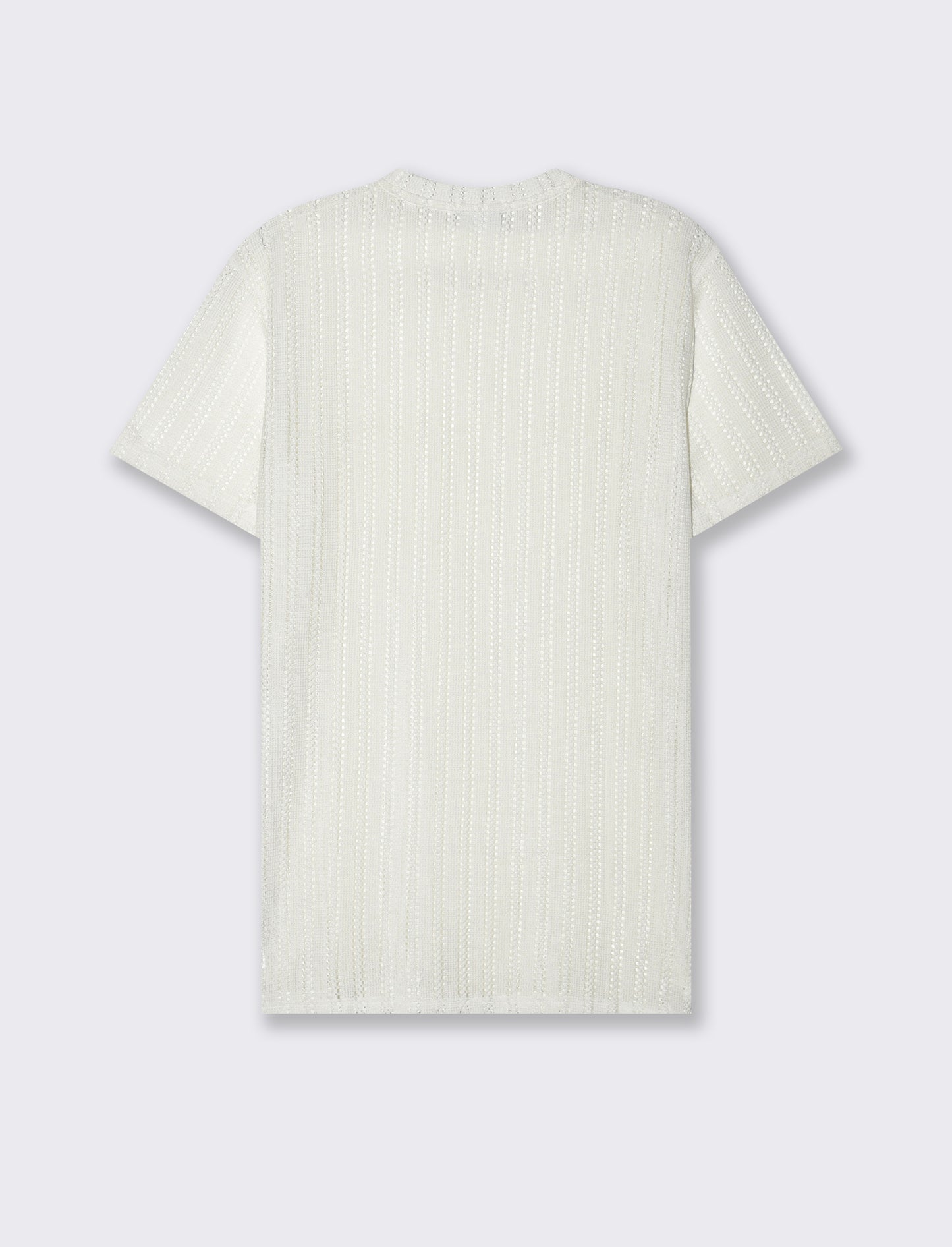 T-shirt in maglia crochet da uomo - Bianco