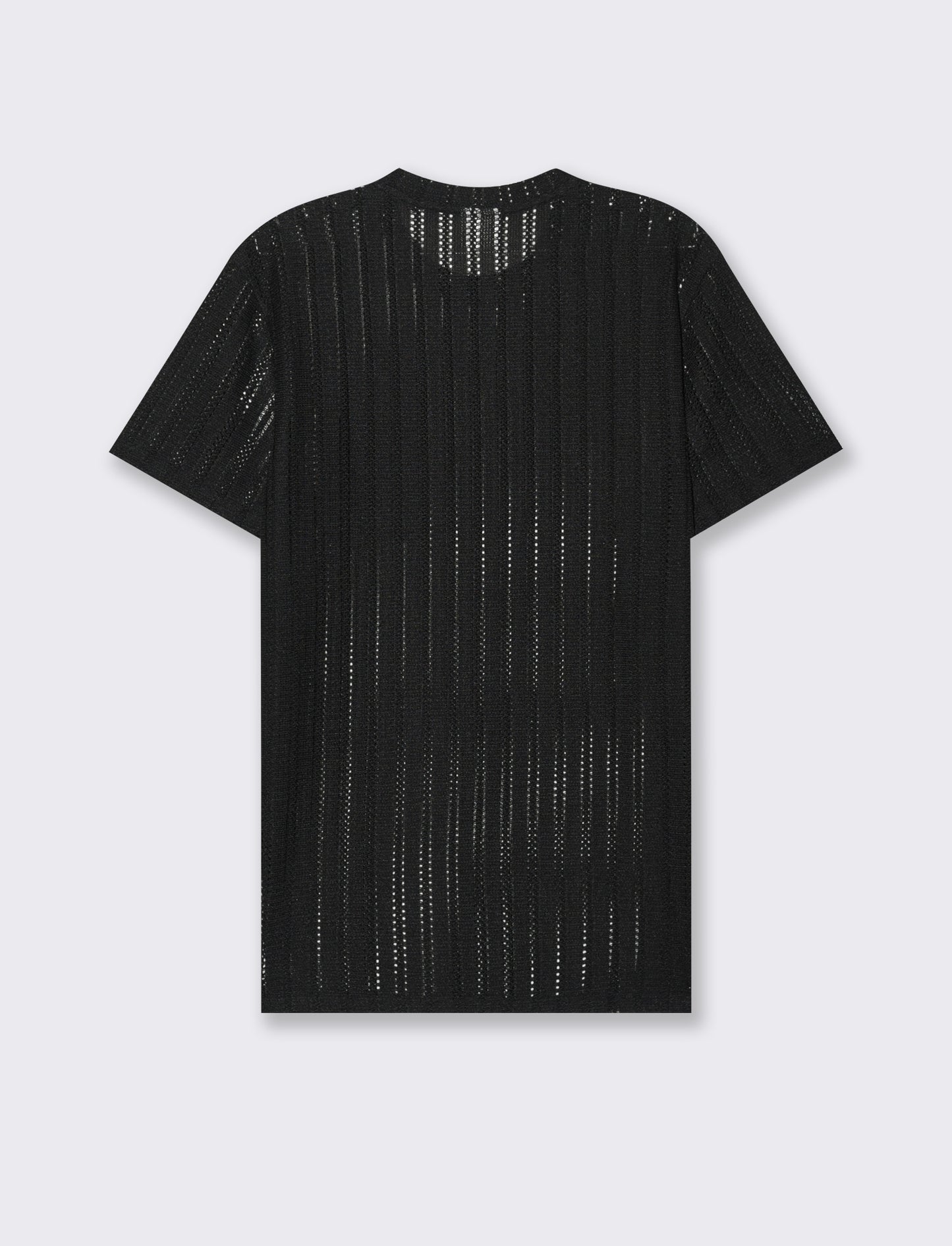 T-shirt in maglia crochet da uomo - Nero