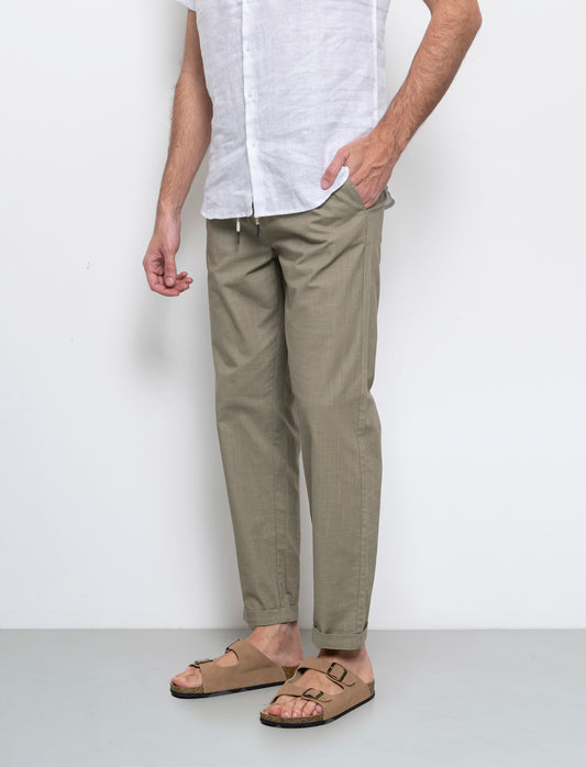 Pantaloni chino jogger cotone slub da uomo - Verde salvia