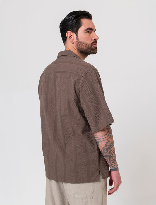 Man's embroidered fabric shirt - Grey