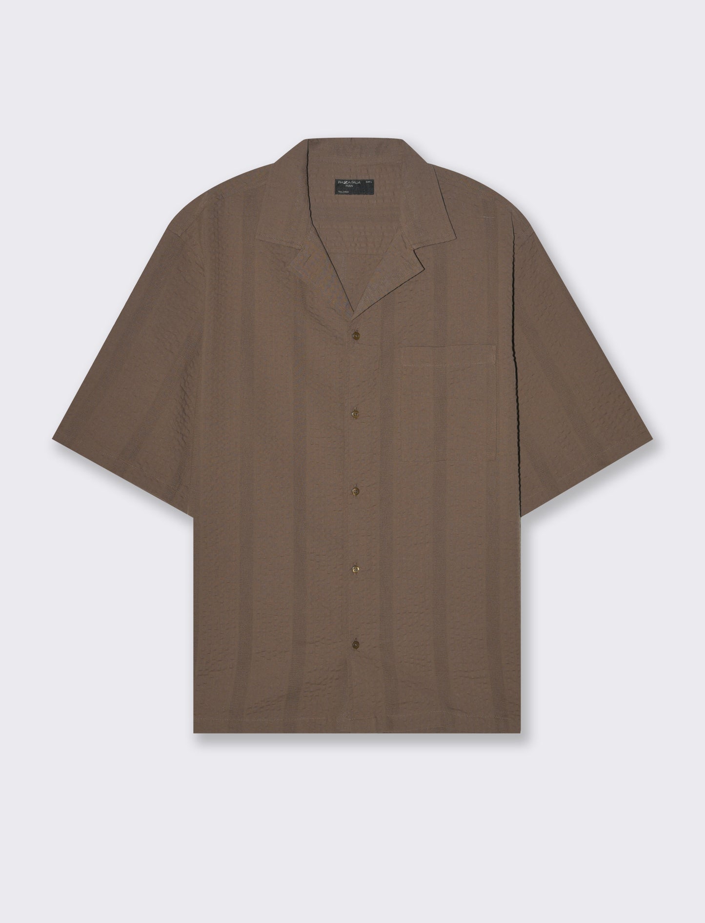 Camicia in tessuto ricamato da uomo - Grigio fango