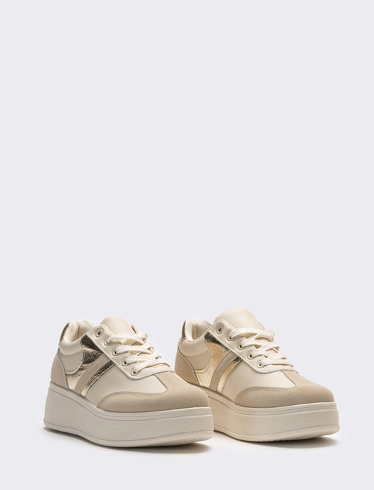Sneakers da donna con elementi combinati - Beige