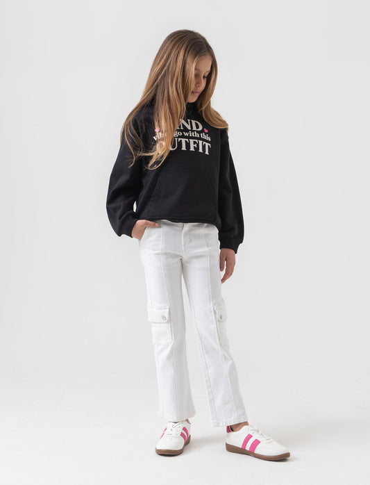 Jeans modello flare con tasconi da bambina - Bianco