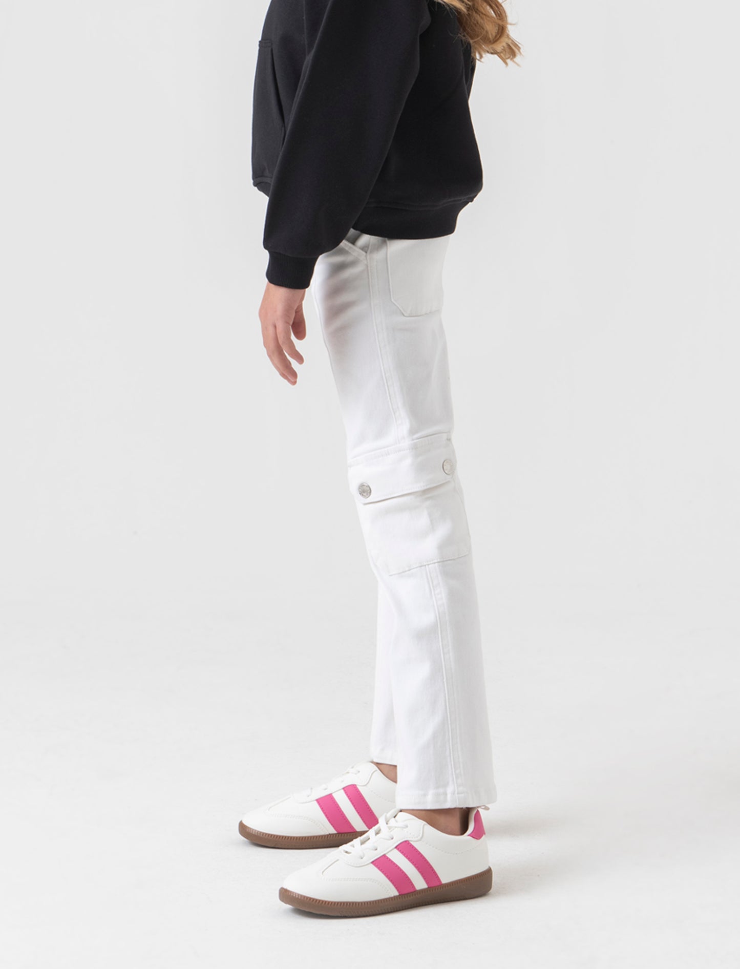 Jeans modello flare con tasconi da bambina - Bianco