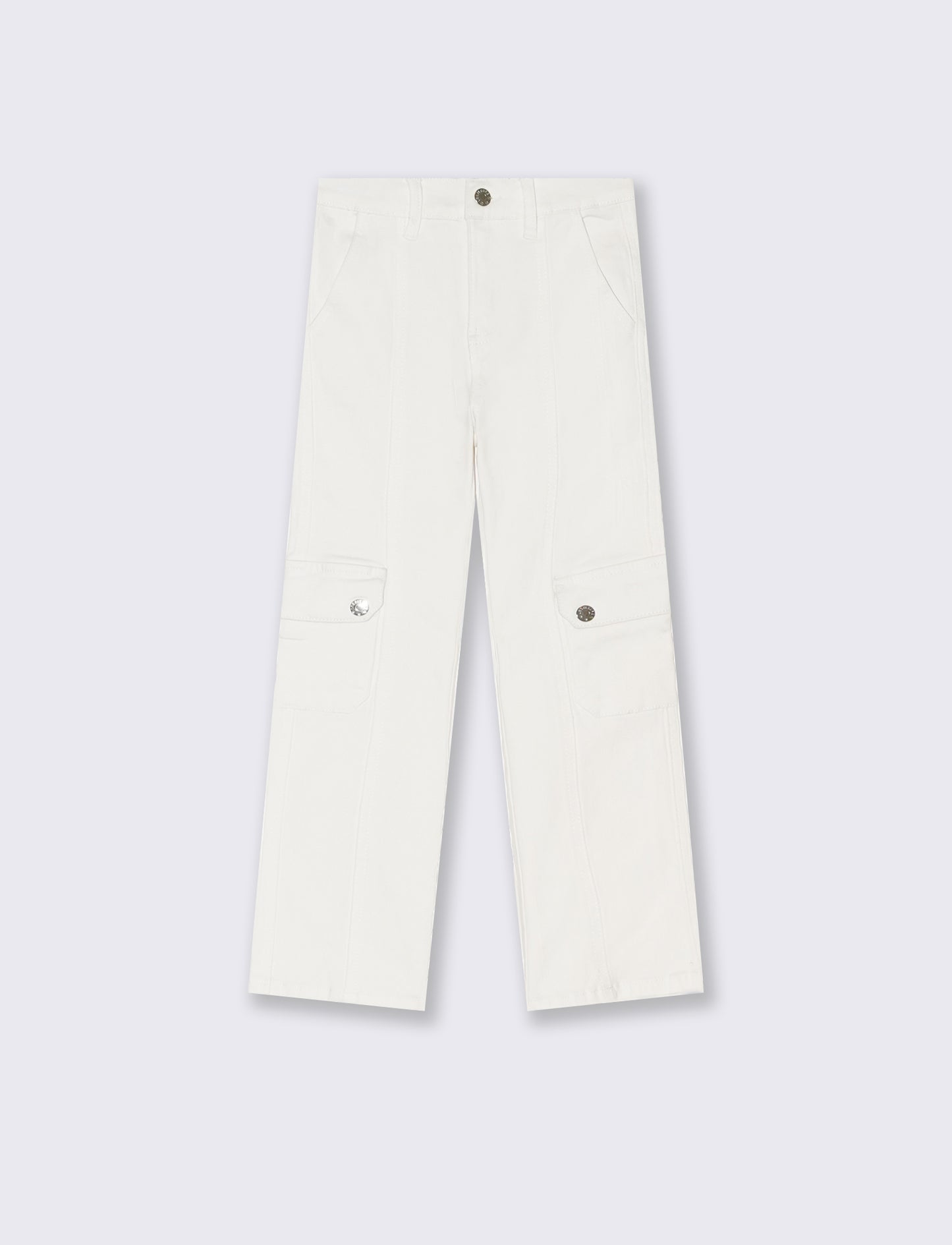 Jeans modello flare con tasconi da bambina - Bianco