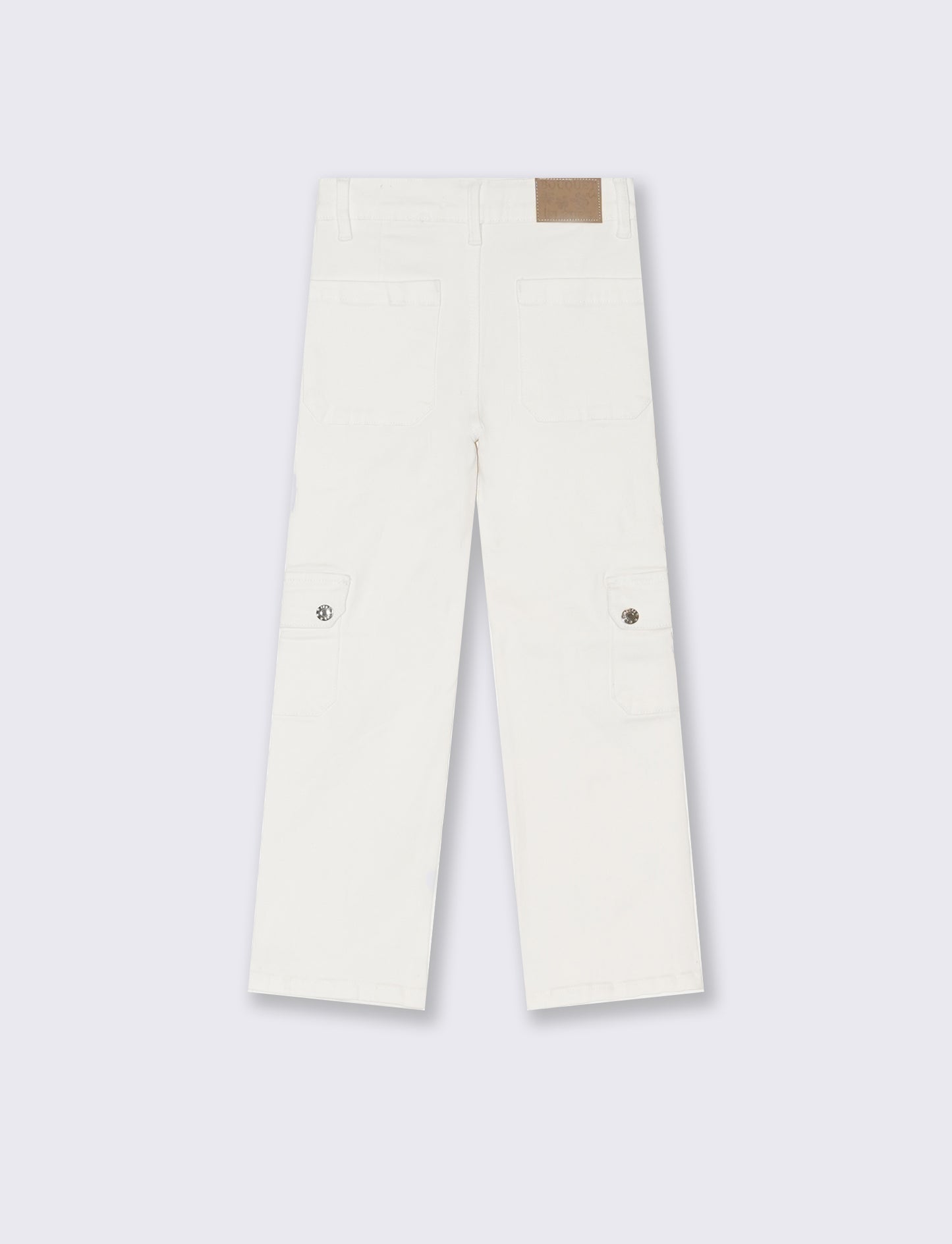 Jeans modello flare con tasconi da bambina - Bianco