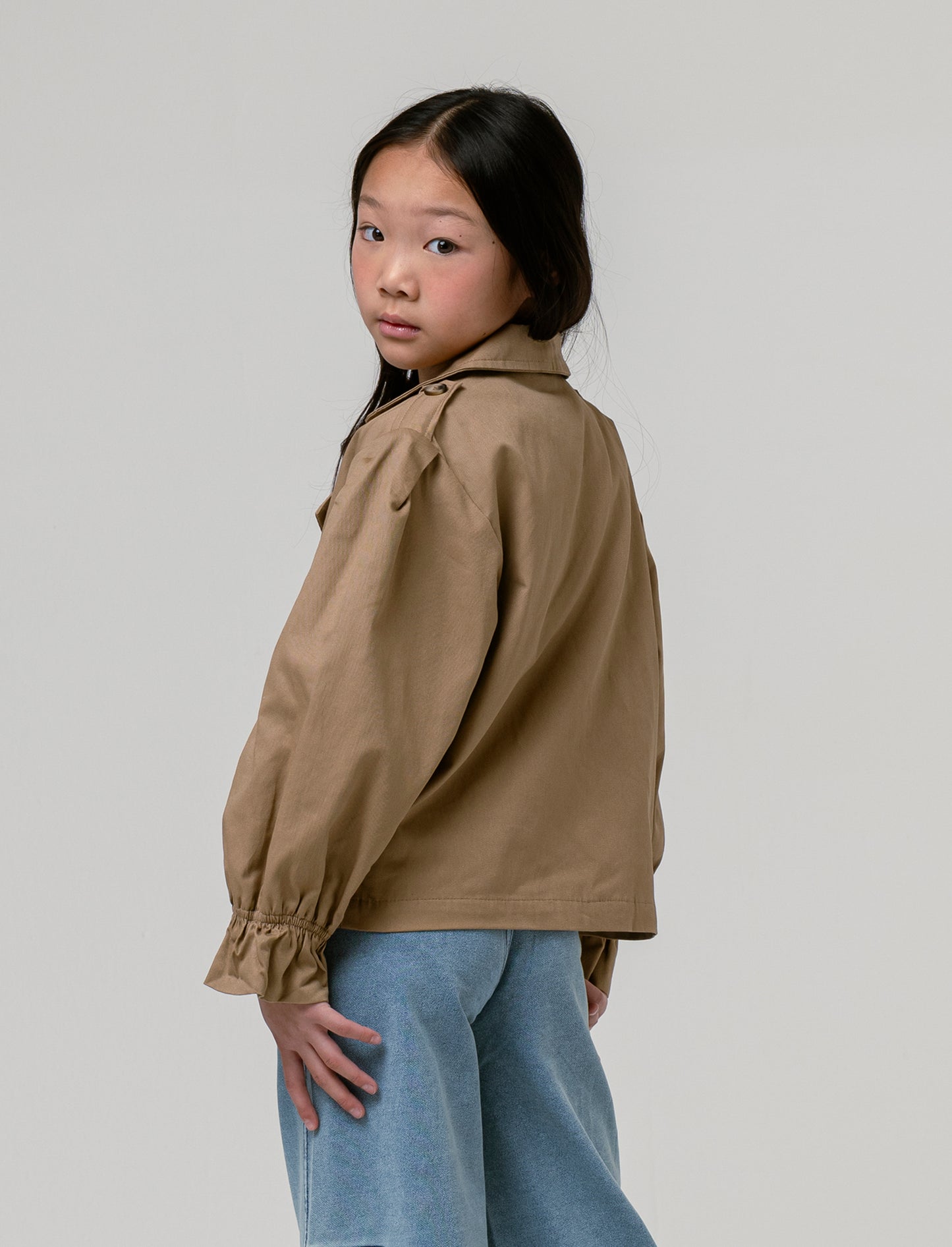 Giacca corta in twill da bambina - Kaky 1