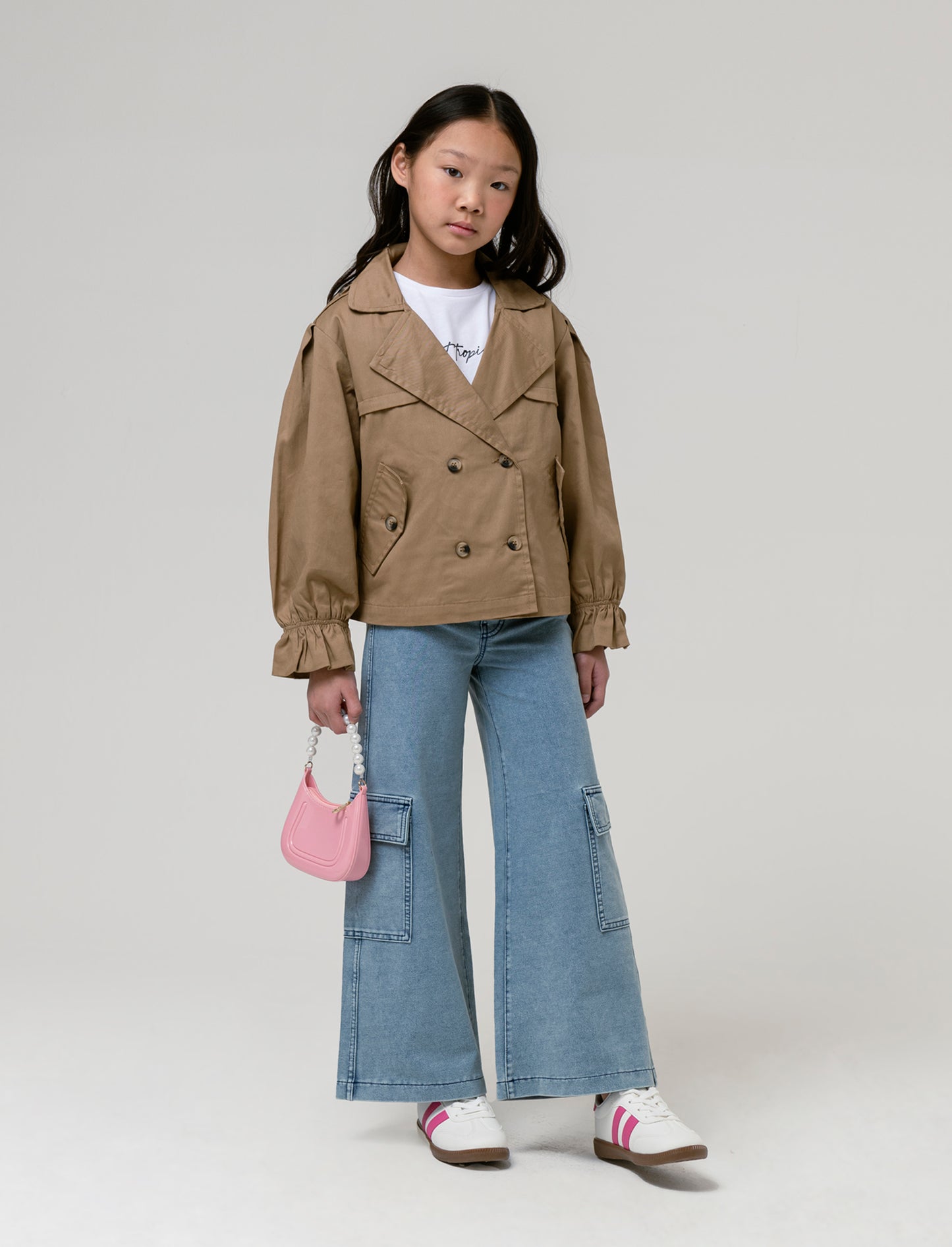 Giacca corta in twill da bambina - Kaky 1