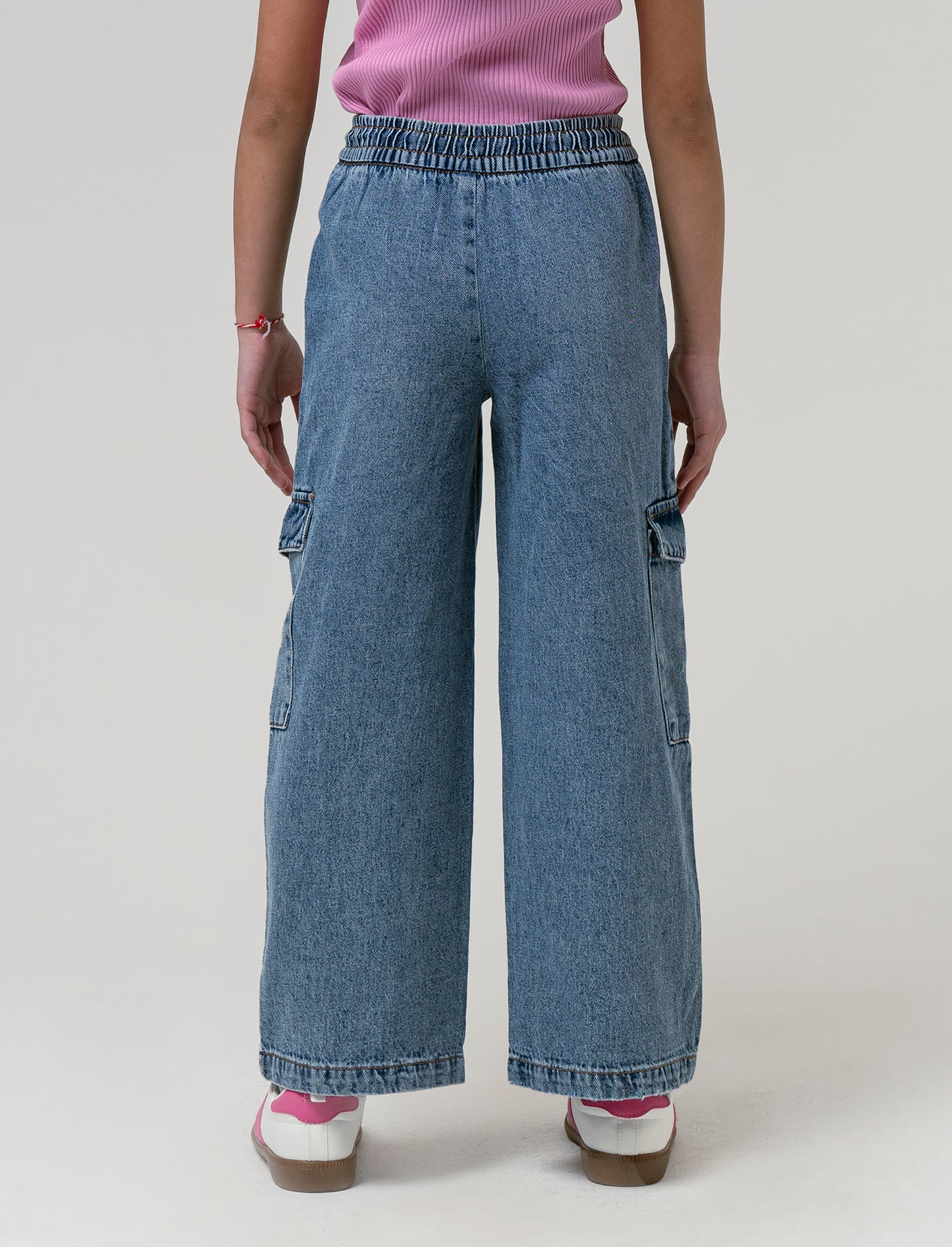 Jeans cargo con tasconi da bambina - Denim