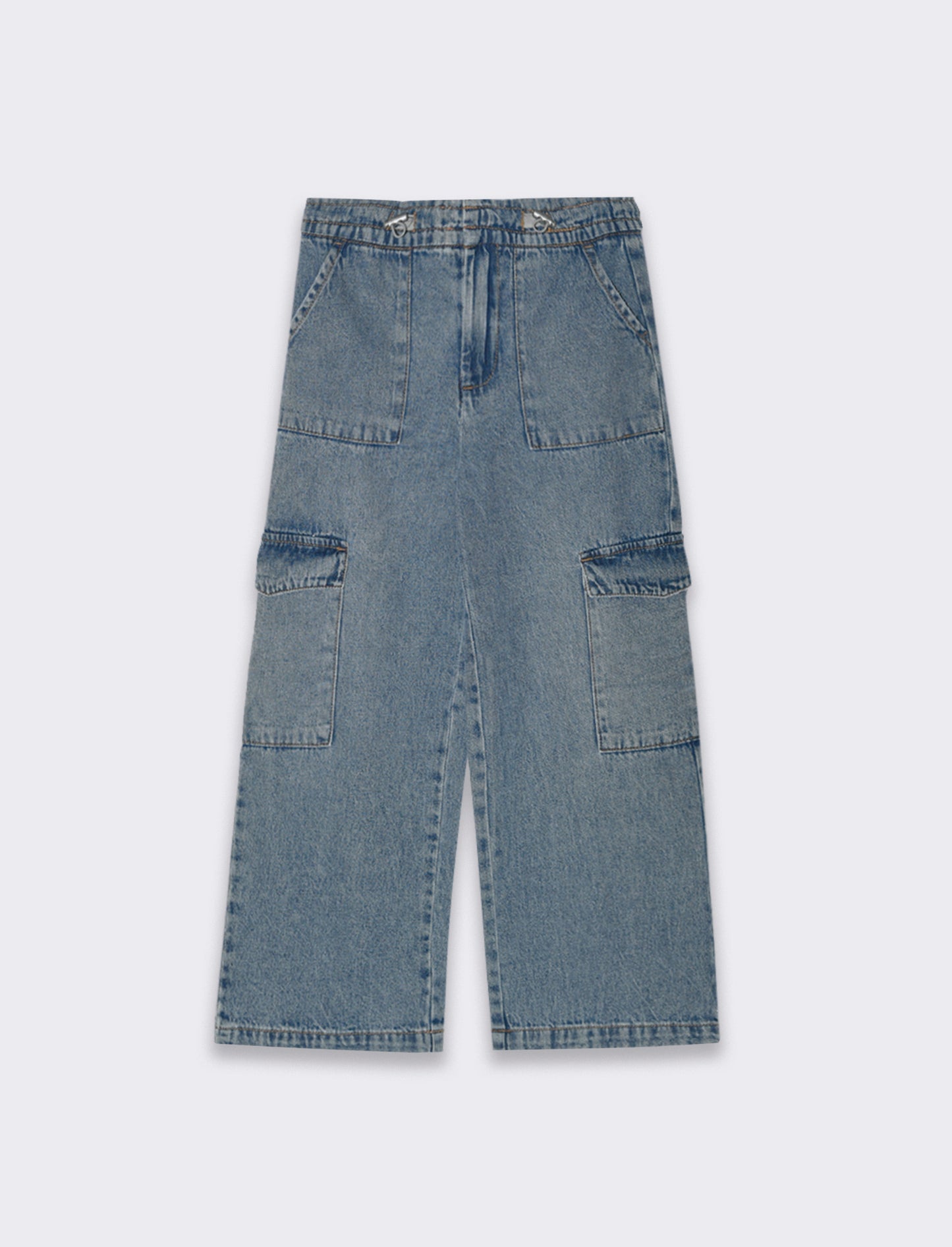 Jeans cargo con tasconi da bambina - Denim