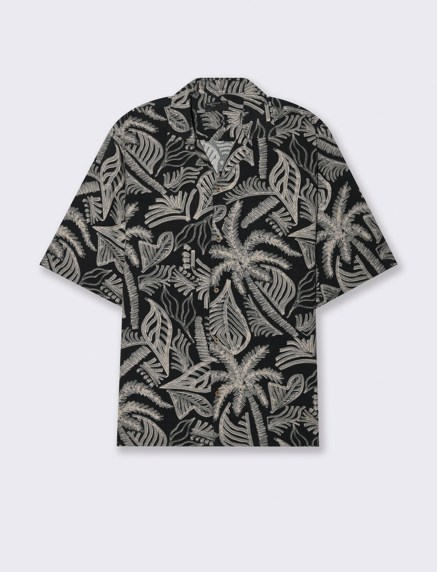 Camicia a fantasia in viscosa da uomo - Nero