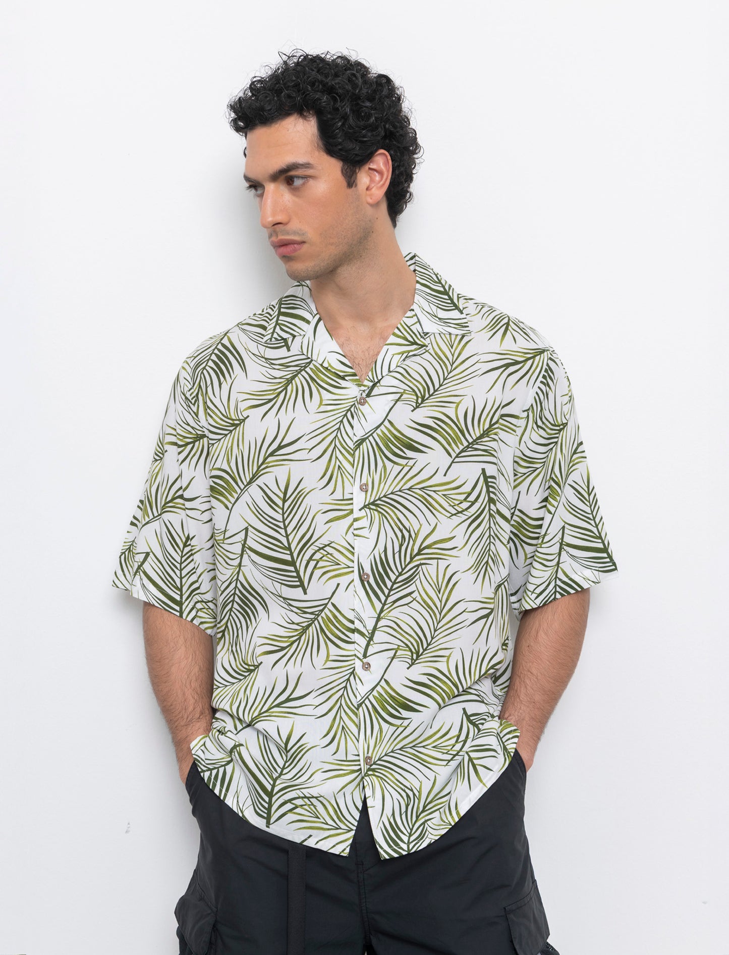 Camicia a fantasia in viscosa da uomo - Verde
