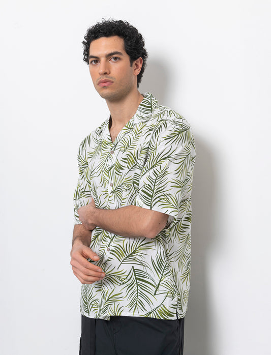 Man's patterned viscose shirt - Green