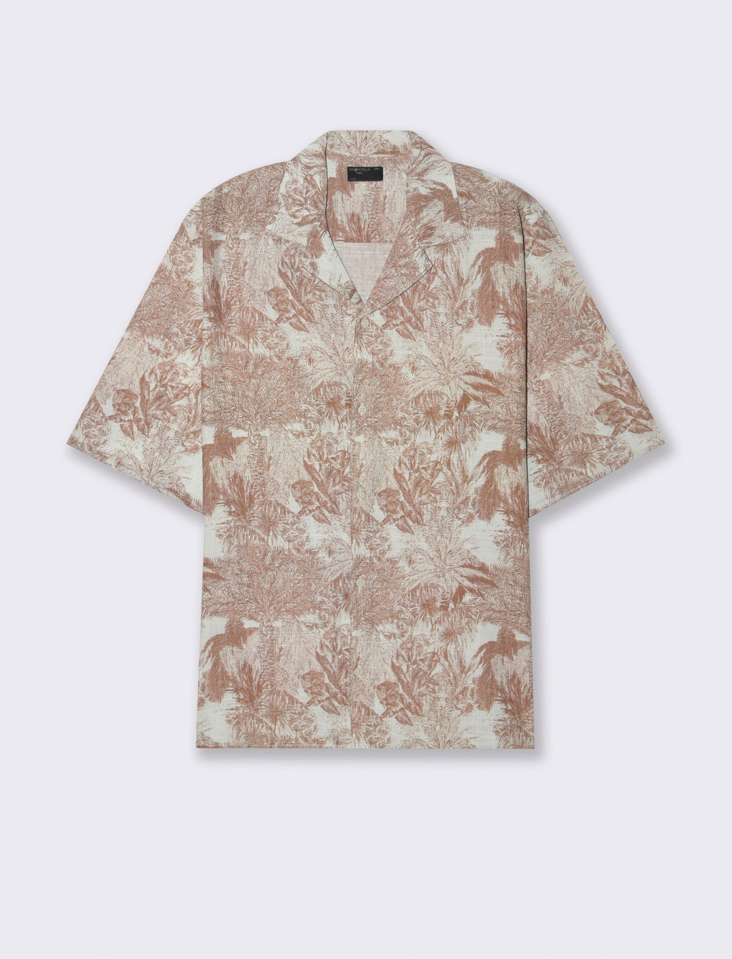 Camicia a fantasia in misto cotone slub da uomo - Beige
