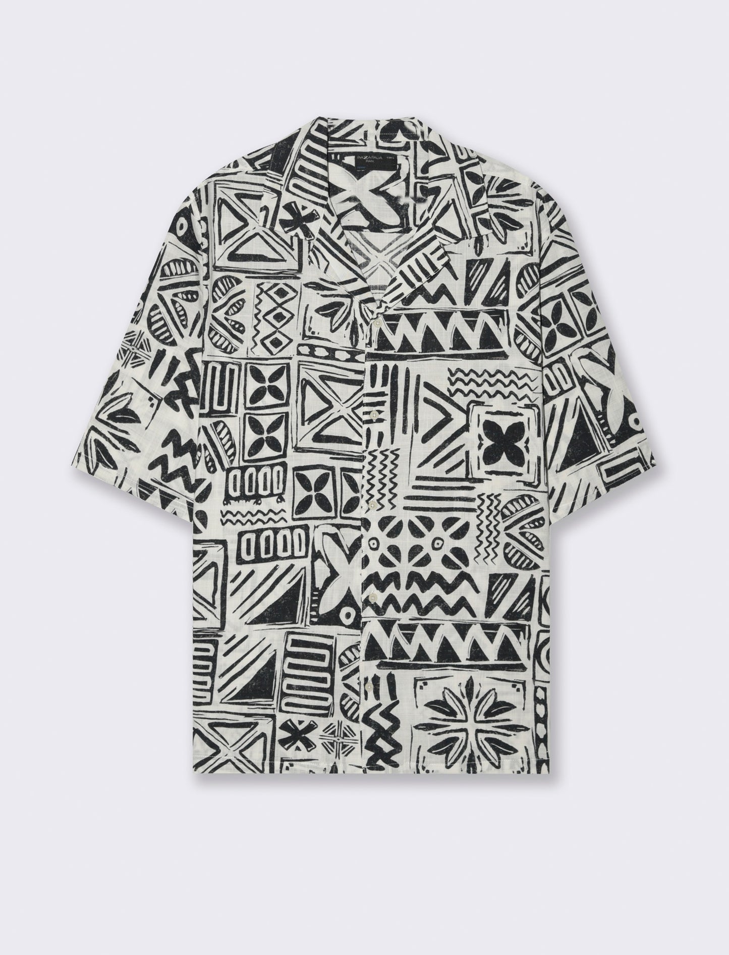 Camicia a fantasia in misto cotone slub da uomo - Bianco