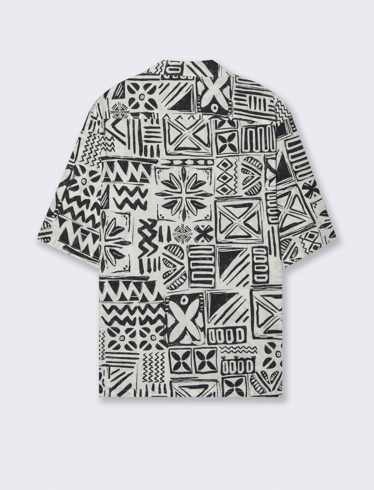 Camicia a fantasia in misto cotone slub da uomo - Bianco