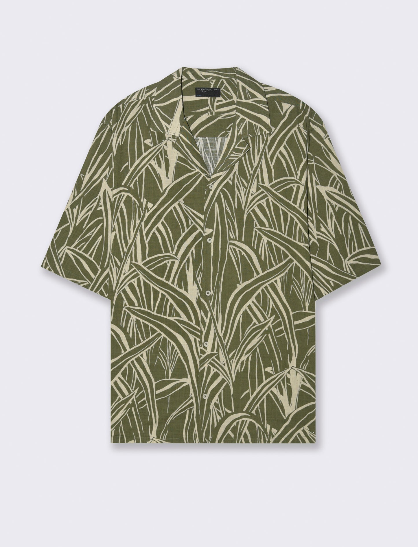 Camicia a fantasia in misto cotone slub da uomo - Verde