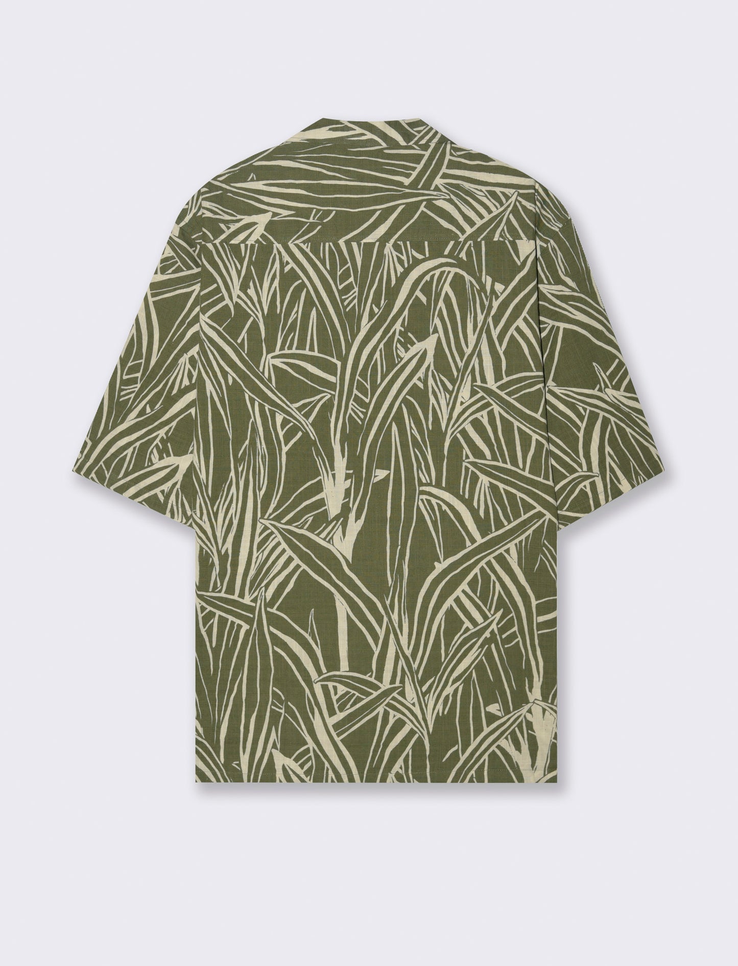 Camicia a fantasia in misto cotone slub da uomo - Verde