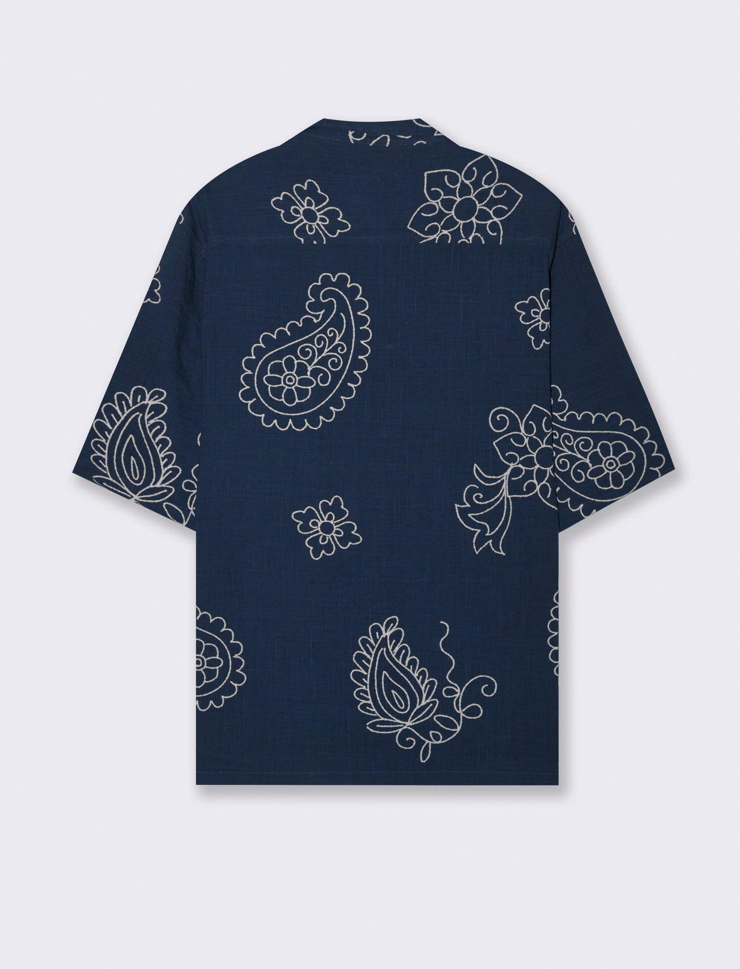 Camicia a fantasia in misto cotone slub da uomo - Blu