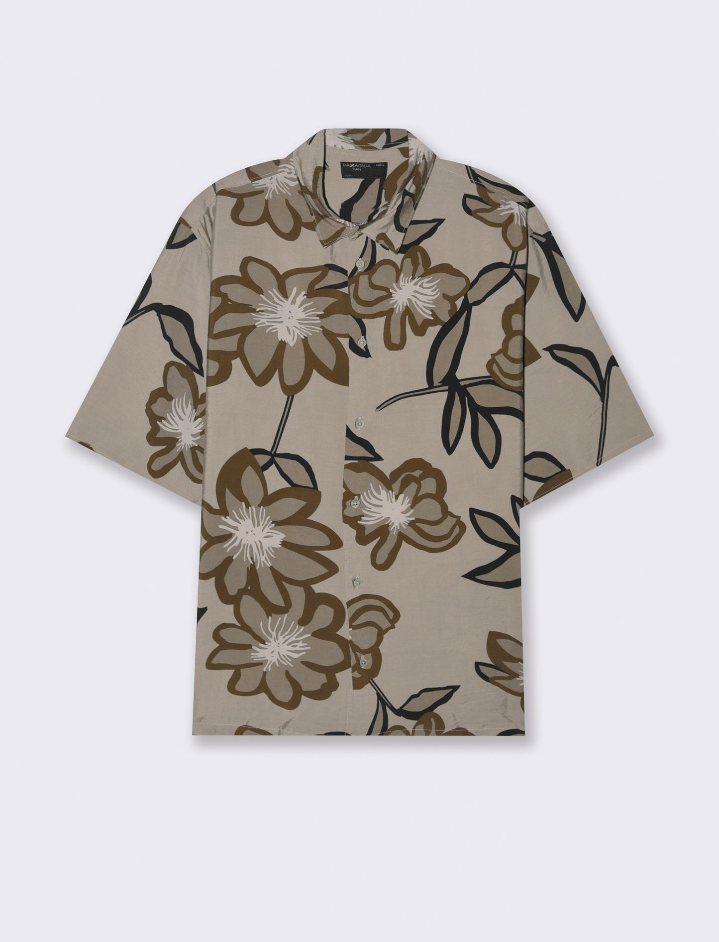 Camicia a fantasia in viscosa nylon da uomo - Grigio tortora