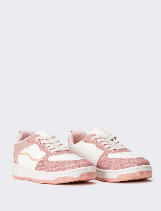 Sneakers con elementi combinati da bambina - Rosa