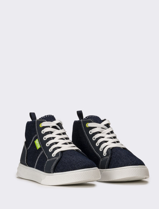 Sneakers da bambino a collo alto - Denim