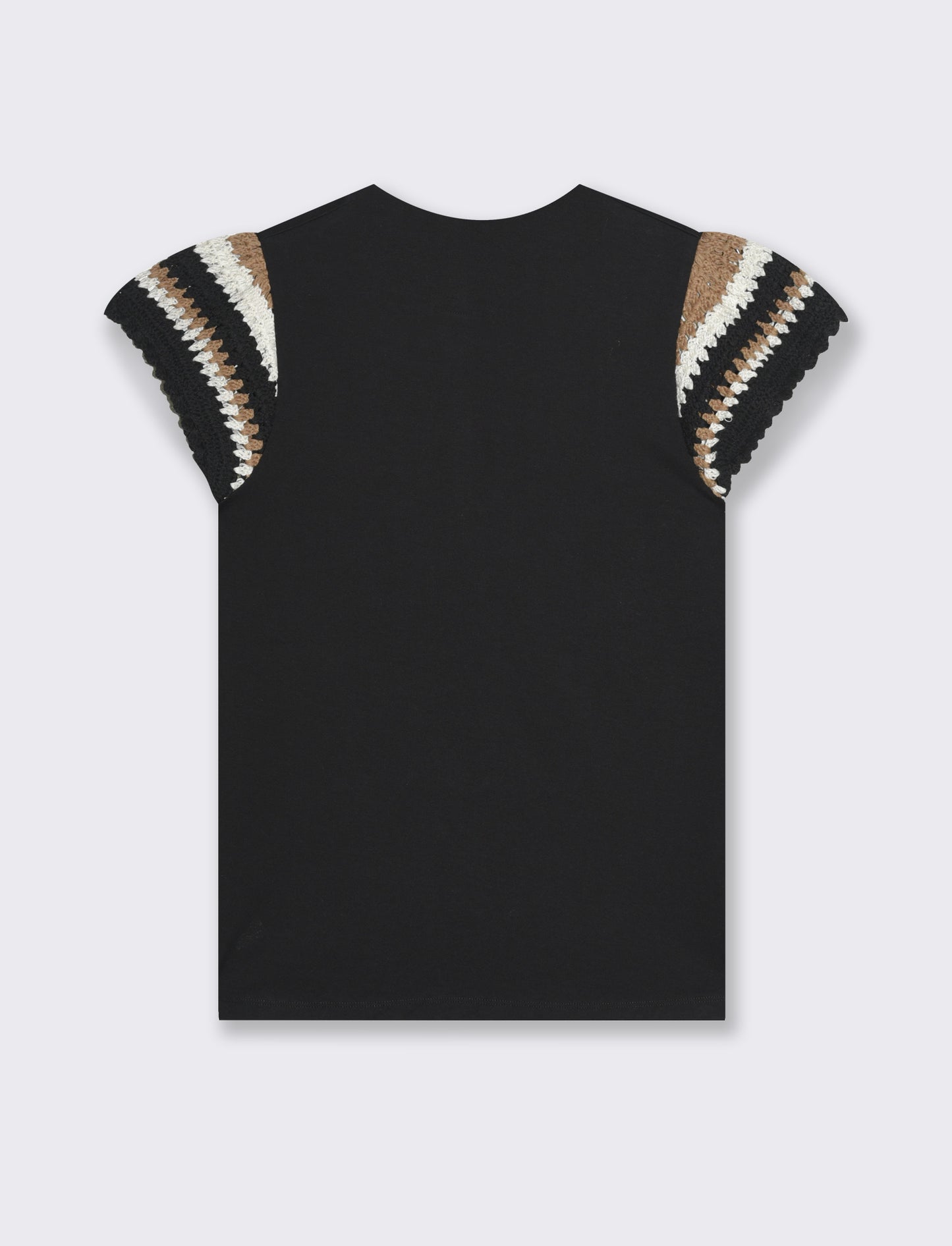 Woman's crochet detail t-shirt for unique style - Black