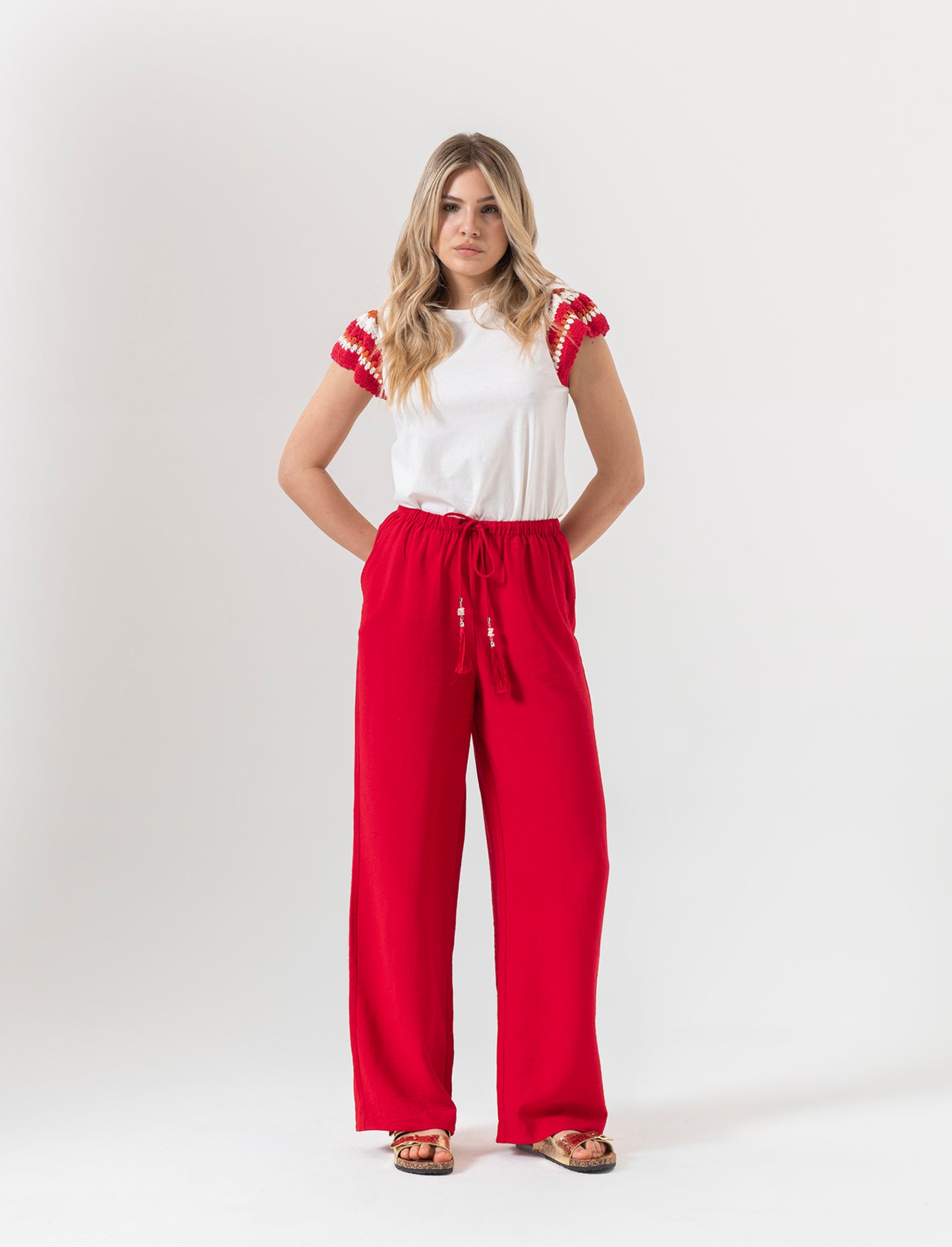T-shirt con lavorazione crochet da donna - Avorio