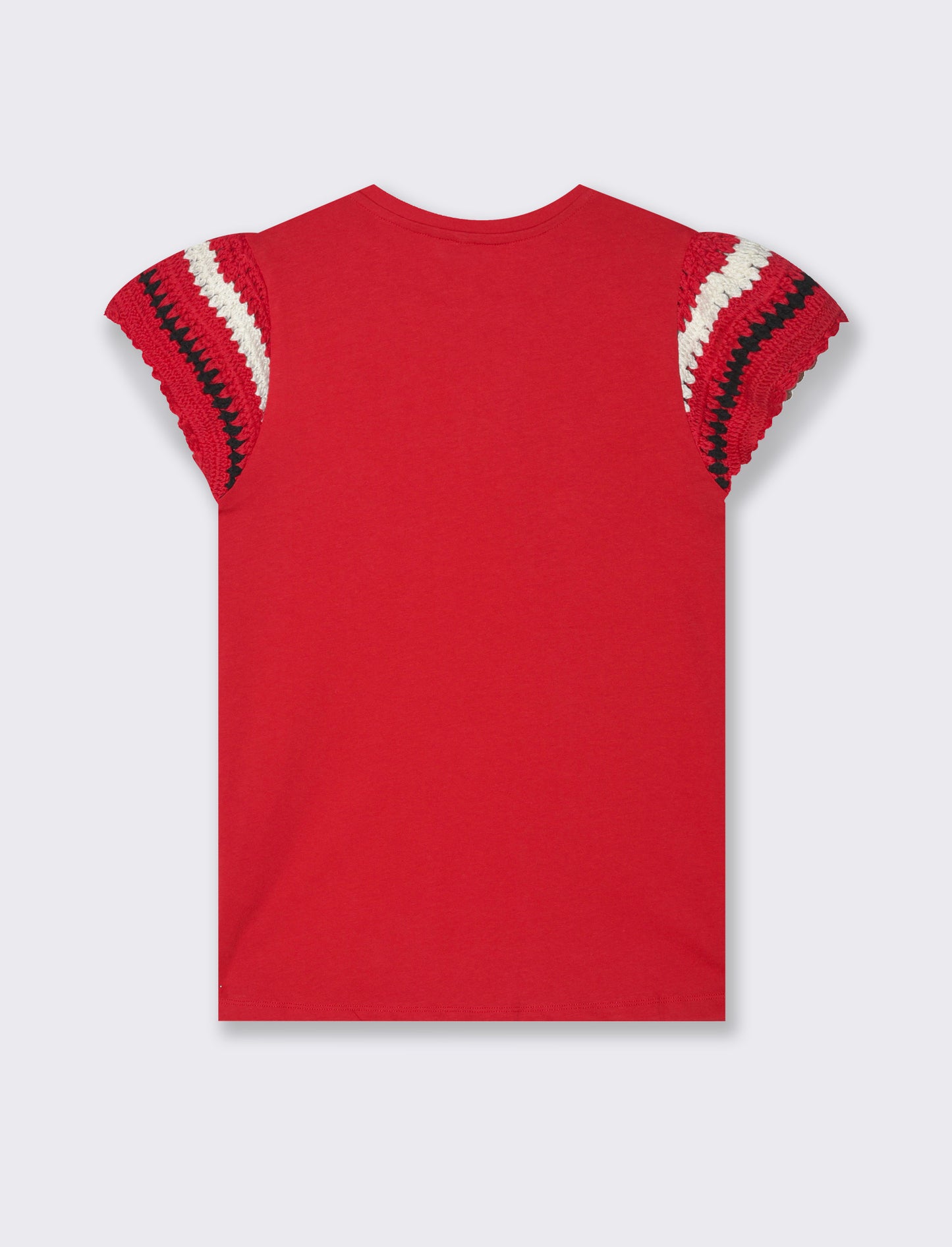 T-shirt con lavorazione crochet da donna - Rosso scarlatto