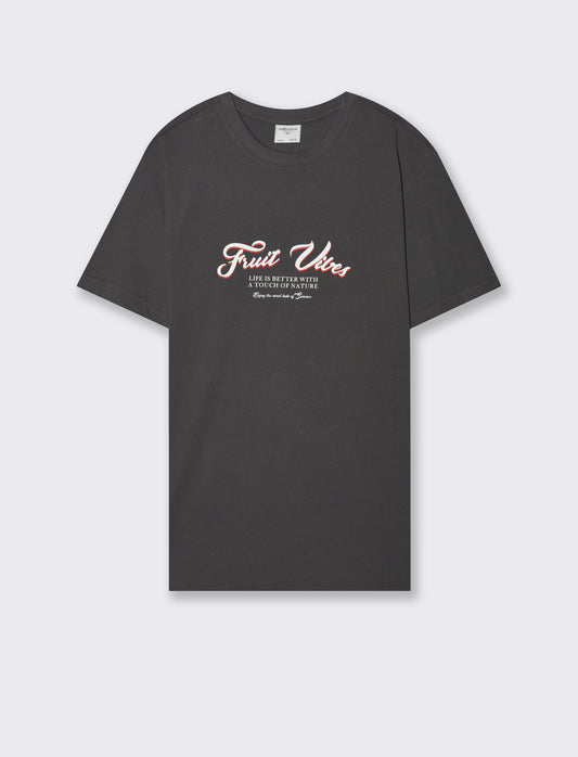 T-shirt con stampa avanti ed indietro da uomo - Grigio piombo
