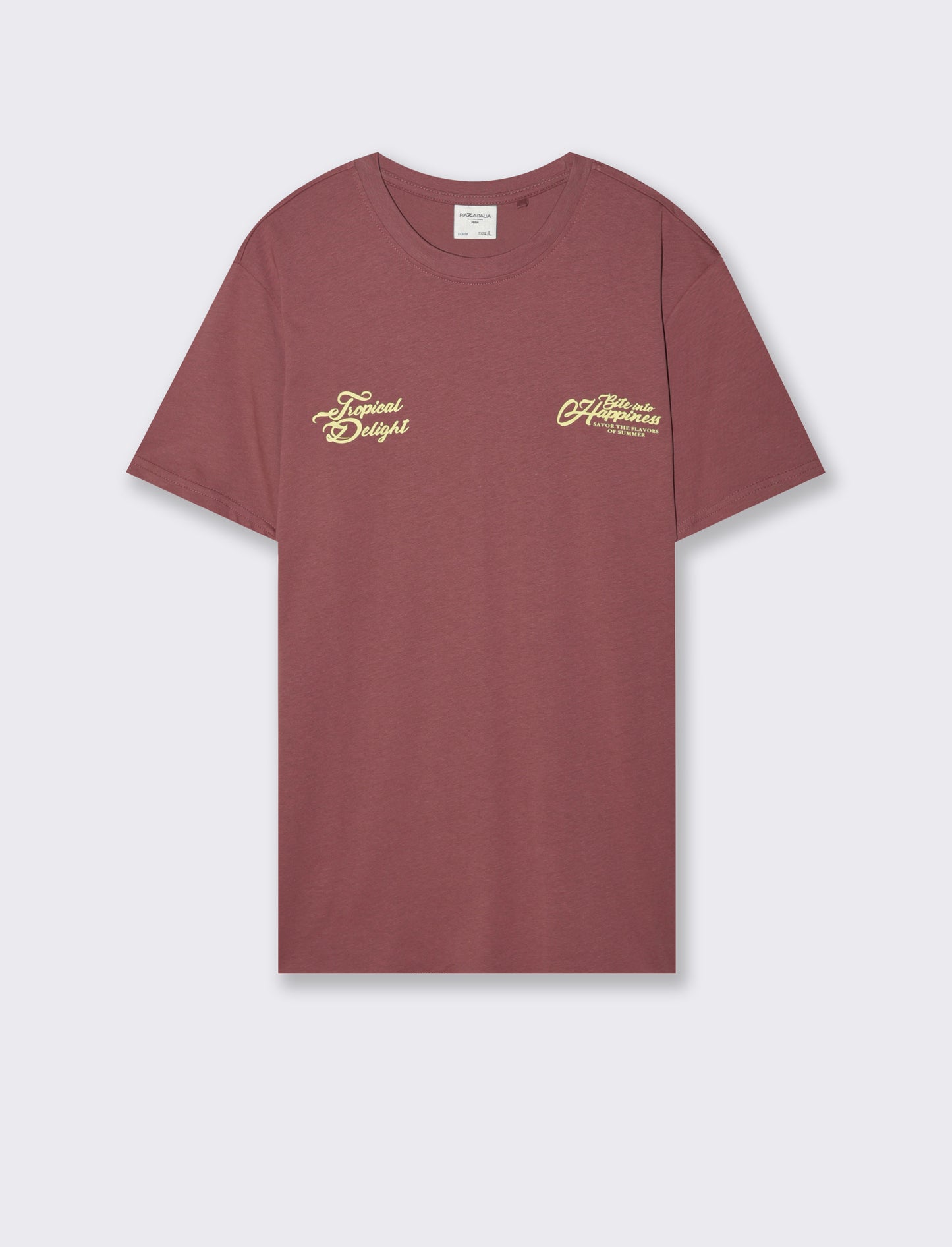 T-shirt con stampa avanti ed indietro da uomo - Bordeaux