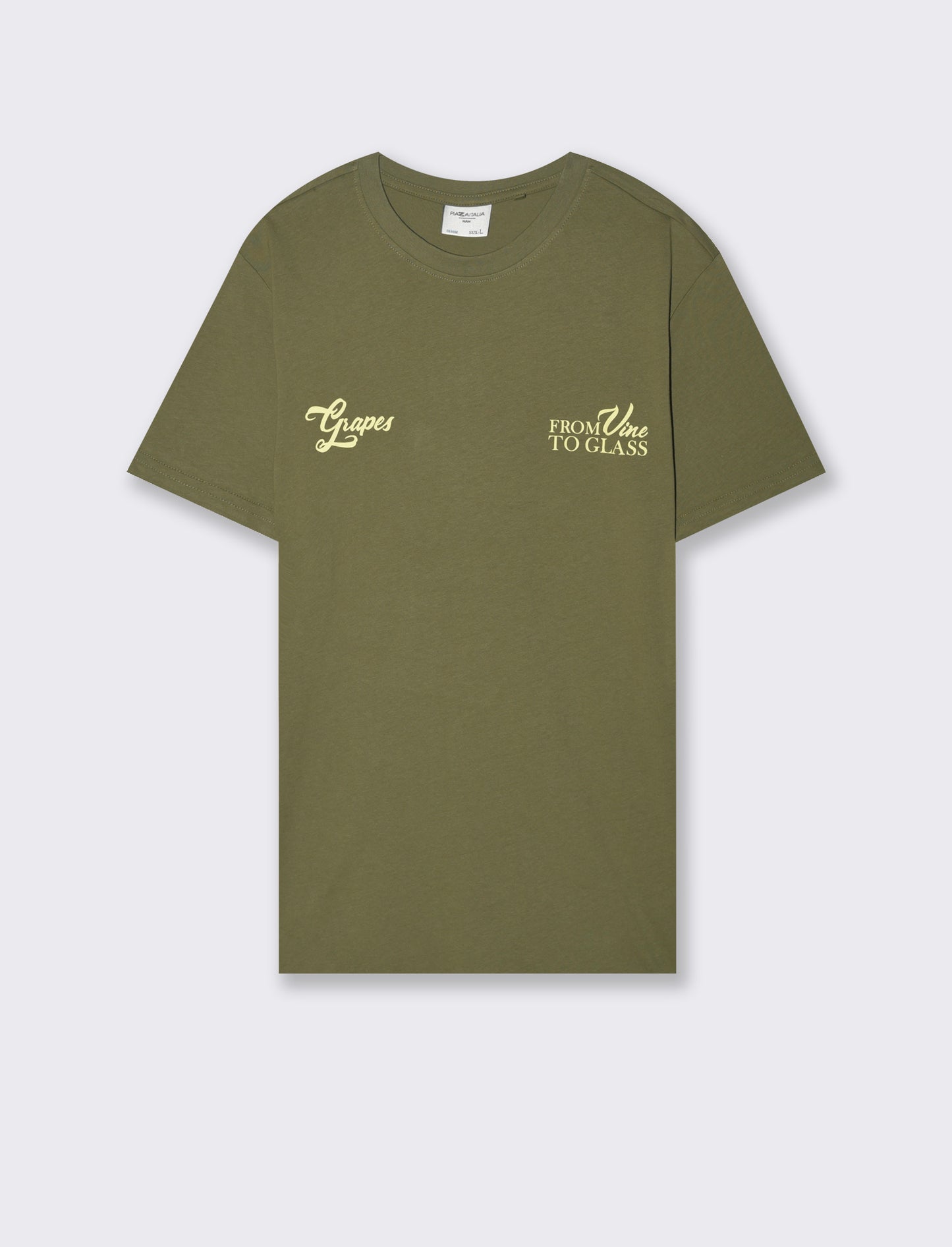 T-shirt con stampa avanti ed indietro da uomo - Verde oliva