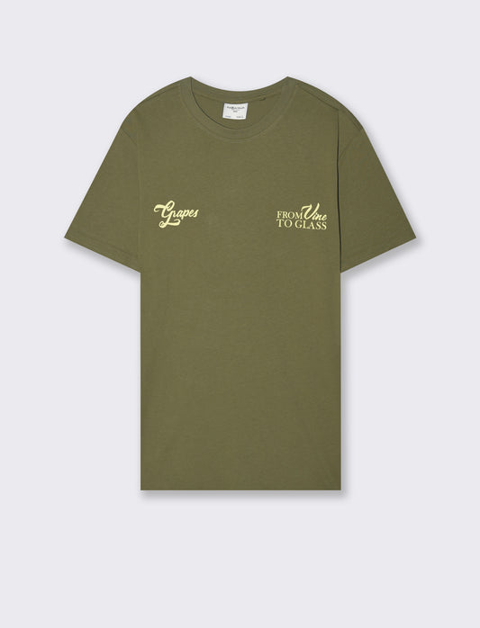 T-shirt con stampa avanti ed indietro da uomo - Verde oliva